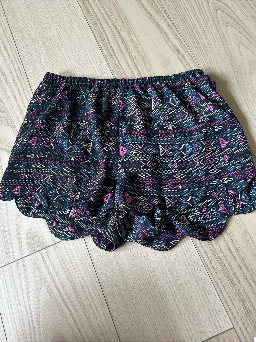 La Hearts flowy Aztec Print Shorts with Pink & Blue Accents